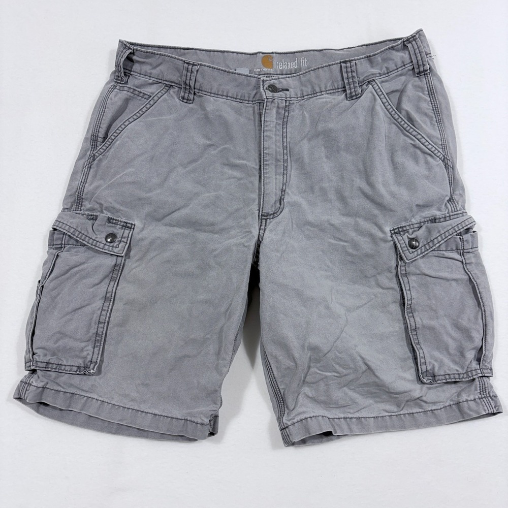 Carhartt Men's Relaxed Fit Dark Grey Heavyweight Cargo Shorts Size 38 Utility